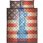 Statue of Liberty USA Flag Print Quilt Bed Set