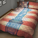 Statue of Liberty USA Flag Print Quilt Bed Set