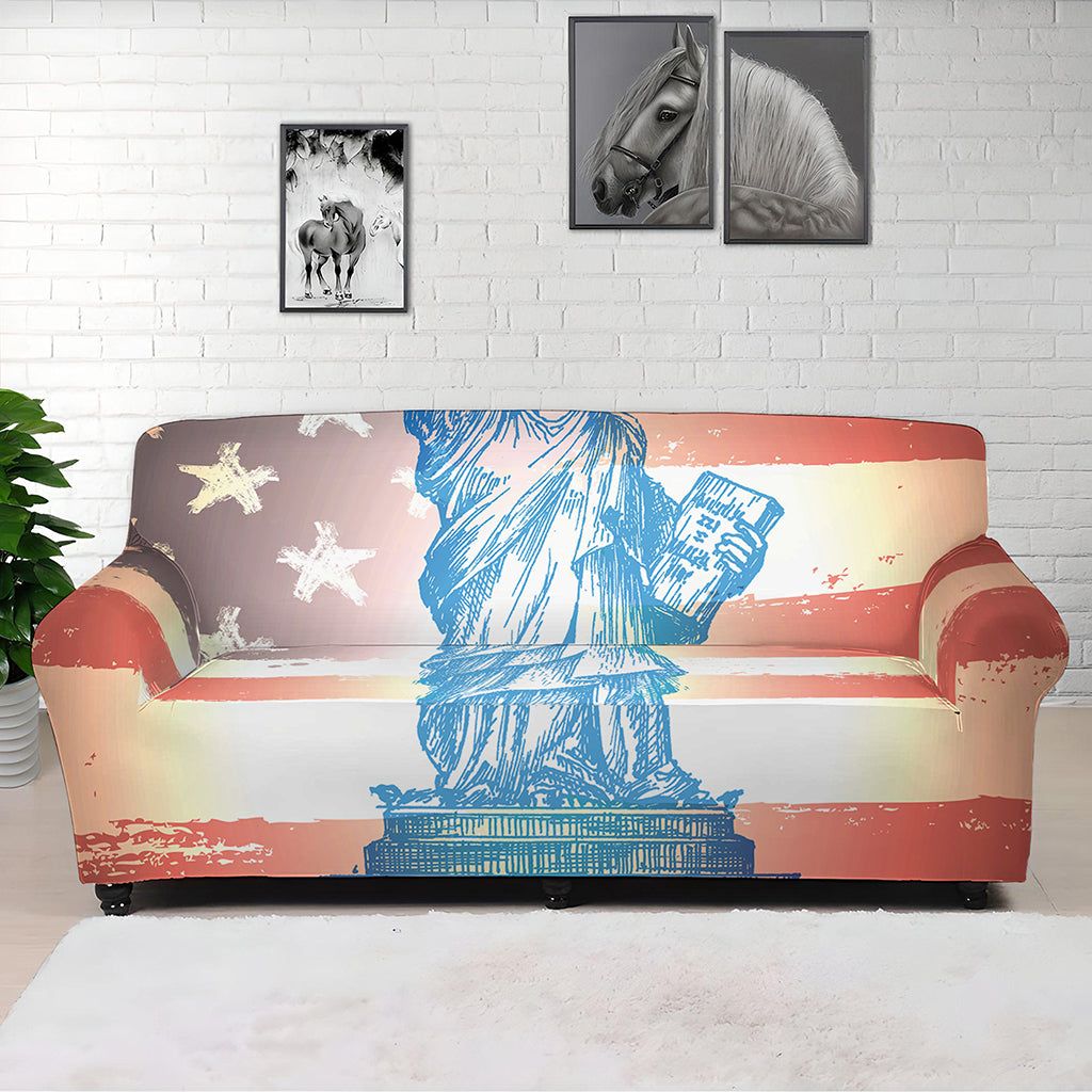 Statue of Liberty USA Flag Print Sofa Cover