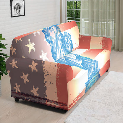 Statue of Liberty USA Flag Print Sofa Cover