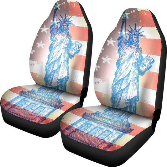 Statue of Liberty USA Flag Print Universal Fit Car Seat Covers