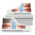 Statue of Liberty USA Flag Print White High Top Sneakers