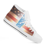 Statue of Liberty USA Flag Print White High Top Shoes