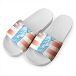 Statue of Liberty USA Flag Print White Slide Sandals