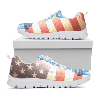 Statue of Liberty USA Flag Print White Sneakers