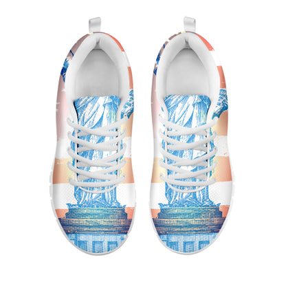 Statue of Liberty USA Flag Print White Sneakers