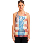 Statue of Liberty USA Flag Print Women's Racerback Tank Top