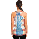 Statue of Liberty USA Flag Print Women's Racerback Tank Top