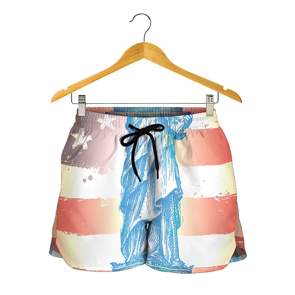 Statue of Liberty USA Flag Print Women's Shorts