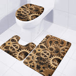 Steampunk Brass Cogs And Gears Print 3 Piece Bath Mat Set