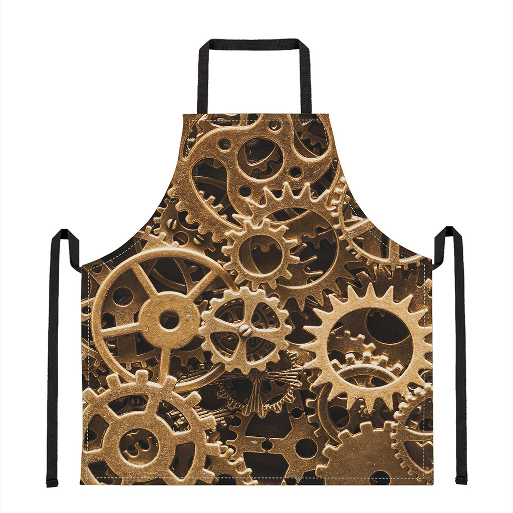 Steampunk Brass Cogs And Gears Print Apron