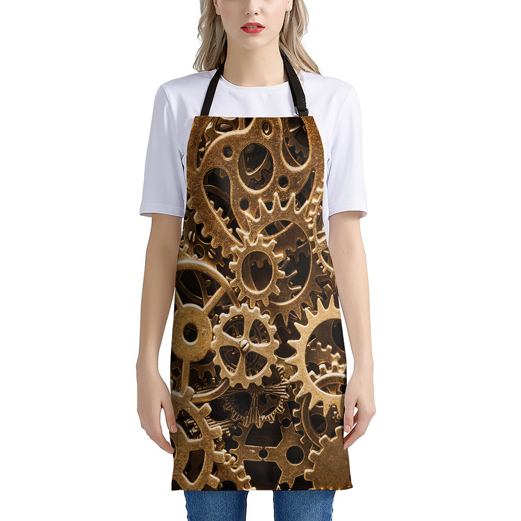 Steampunk Brass Cogs And Gears Print Apron