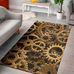 Steampunk Brass Cogs And Gears Print Area Rug