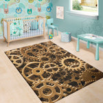 Steampunk Brass Cogs And Gears Print Area Rug