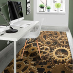 Steampunk Brass Cogs And Gears Print Area Rug