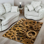 Steampunk Brass Cogs And Gears Print Area Rug