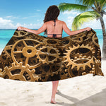 Steampunk Brass Cogs And Gears Print Beach Sarong Wrap