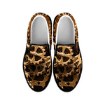 Steampunk Brass Cogs And Gears Print Black Slip On Shoes