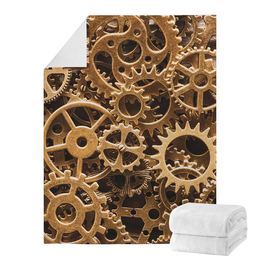 Steampunk Brass Cogs And Gears Print Blanket