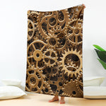 Steampunk Brass Cogs And Gears Print Blanket