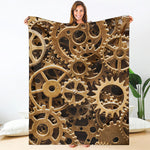 Steampunk Brass Cogs And Gears Print Blanket