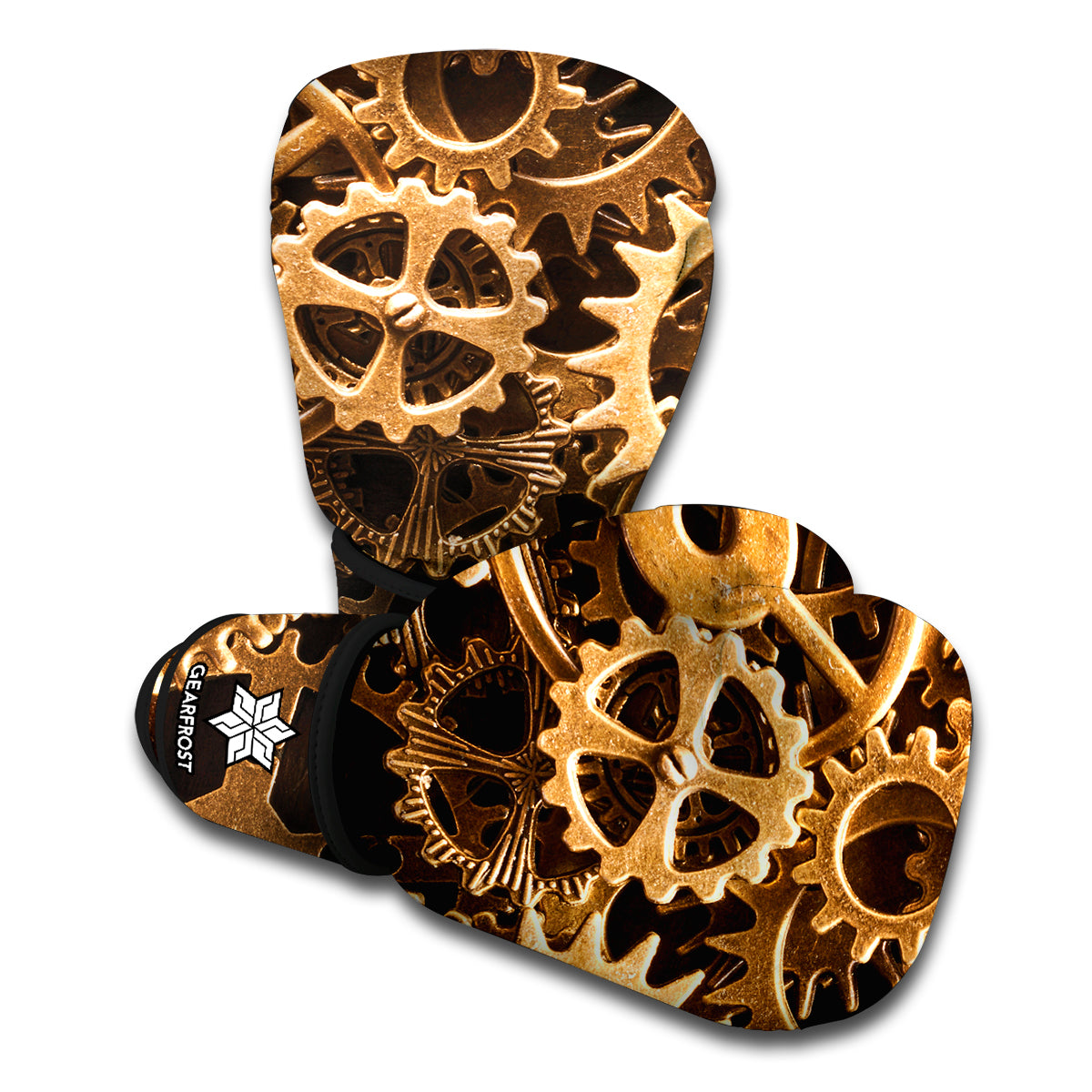 Steampunk Brass Cogs And Gears Print Boxing Gloves