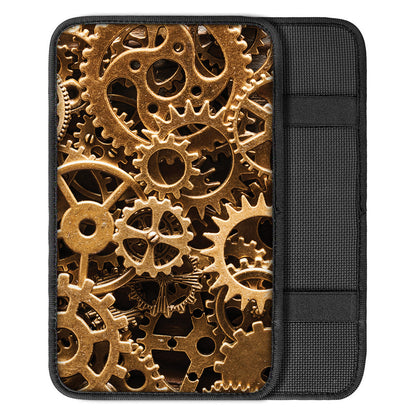 Steampunk Brass Cogs And Gears Print Car Center Console Cover