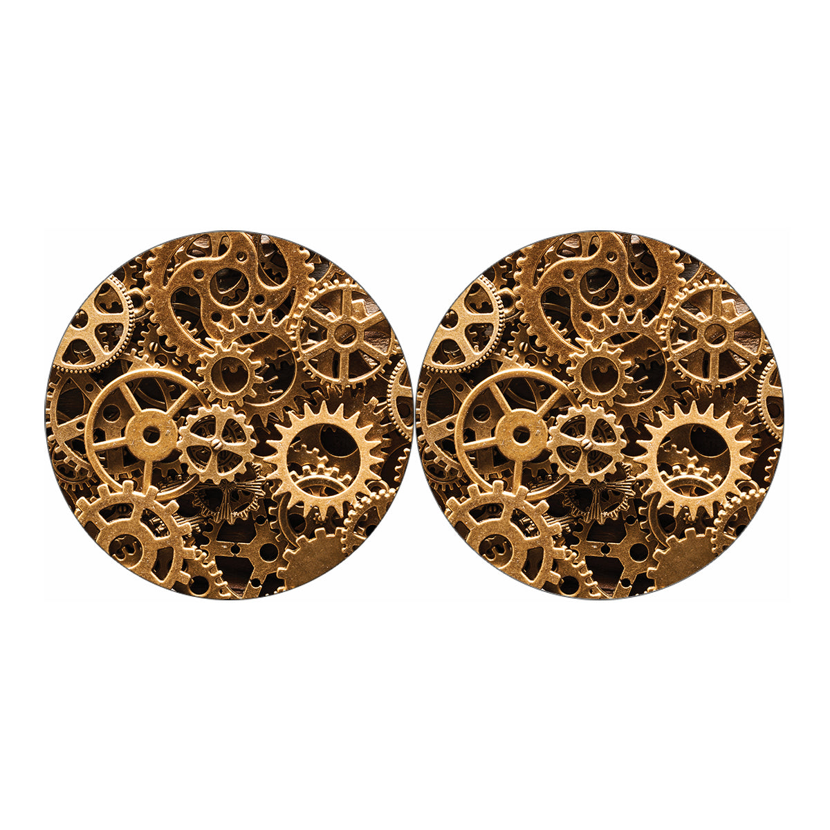 Steampunk Brass Cogs And Gears Print Car Coasters
