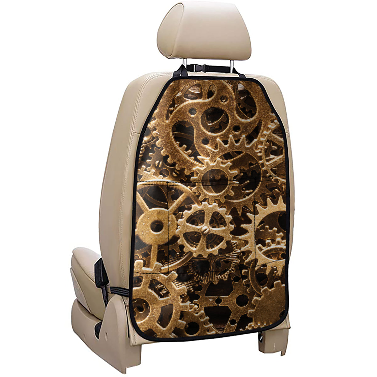 Steampunk Brass Cogs And Gears Print Car Seat Organizers