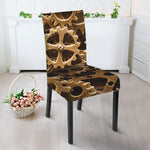 Steampunk Brass Cogs And Gears Print Dining Chair Slipcover