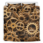 Steampunk Brass Cogs And Gears Print Duvet Cover Bedding Set