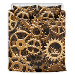 Steampunk Brass Cogs And Gears Print Duvet Cover Bedding Set