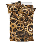 Steampunk Brass Cogs And Gears Print Duvet Cover Bedding Set