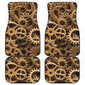 Steampunk Brass Cogs And Gears Print Front and Back Car Floor Mats