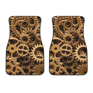 Steampunk Brass Cogs And Gears Print Front Car Floor Mats