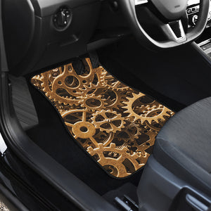 Steampunk Brass Cogs And Gears Print Front Car Floor Mats