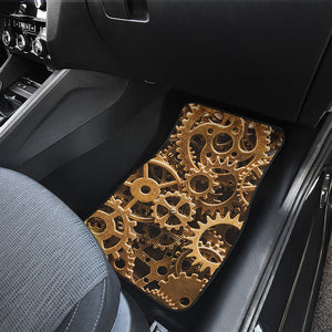 Steampunk Brass Cogs And Gears Print Front Car Floor Mats