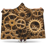 Steampunk Brass Cogs And Gears Print Hooded Blanket