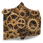 Steampunk Brass Cogs And Gears Print Hooded Blanket