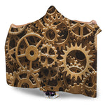 Steampunk Brass Cogs And Gears Print Hooded Blanket