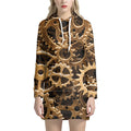 Steampunk Brass Cogs And Gears Print Pullover Hoodie Dress