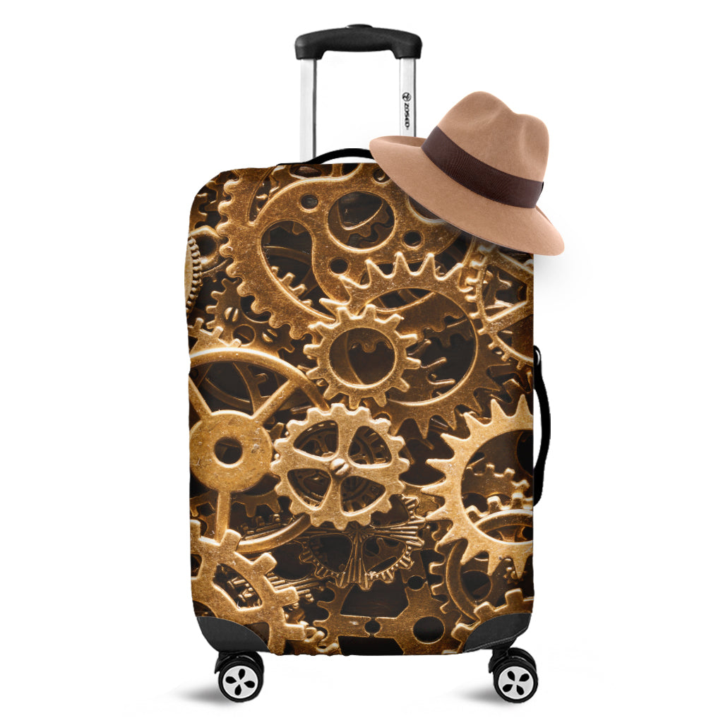 Steampunk Brass Cogs And Gears Print Luggage Cover