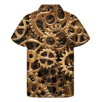 Steampunk Brass Cogs And Gears Print Men's Short Sleeve Shirt