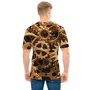Steampunk Brass Cogs And Gears Print Men's T-Shirt