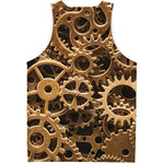 Steampunk Brass Cogs And Gears Print Men's Tank Top