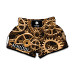 Steampunk Brass Cogs And Gears Print Muay Thai Boxing Shorts