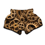 Steampunk Brass Cogs And Gears Print Muay Thai Boxing Shorts