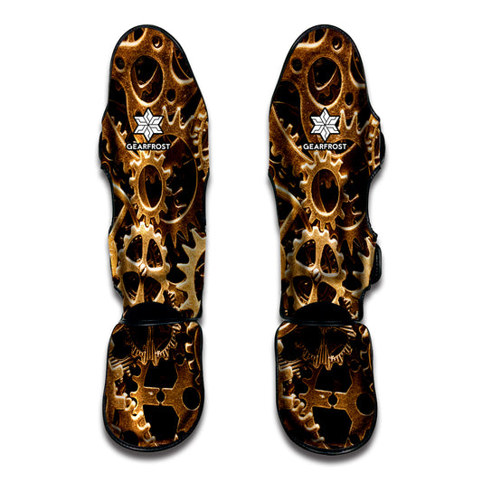 Steampunk Brass Cogs And Gears Print Muay Thai Shin Guard