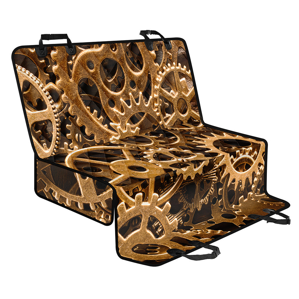 Steampunk Brass Cogs And Gears Print Pet Car Back Seat Cover