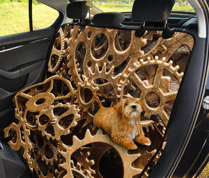 Steampunk Brass Cogs And Gears Print Pet Car Back Seat Cover